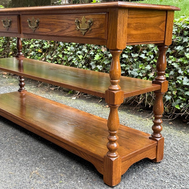 Wood Vintage Pennsylvania House Turned Legs Oak Console Table For Sale - Image 7 of 10