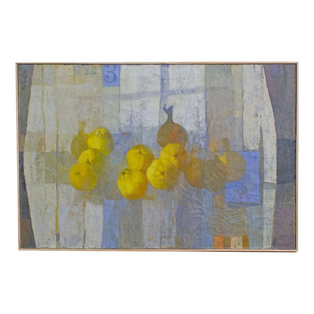 1959 “Quince” Oil on Canvas Abstract Still Life Painting Signed by Stanley Mitruck For Sale