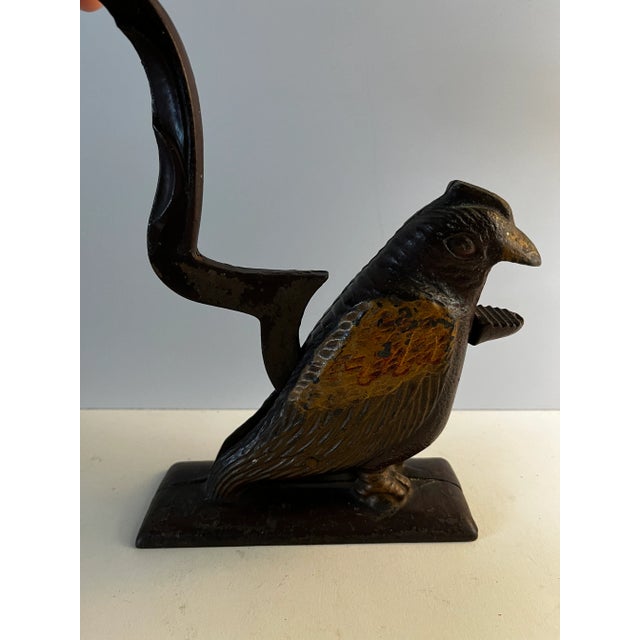 Brown Antique 1900s Cast Iron Painted Bird Nutcracker For Sale - Image 8 of 9