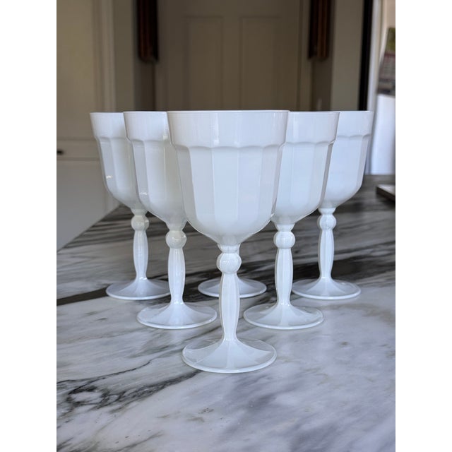 Renaissance Watts, London Florentine Renaissance White Goblets - Set of 6 For Sale - Image 3 of 12