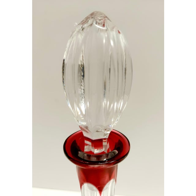 Glass Bohemian Transparent and Red Crystal Decanter Bottle from Dresden Crystal, Italy, 1960s For Sale - Image 7 of 13