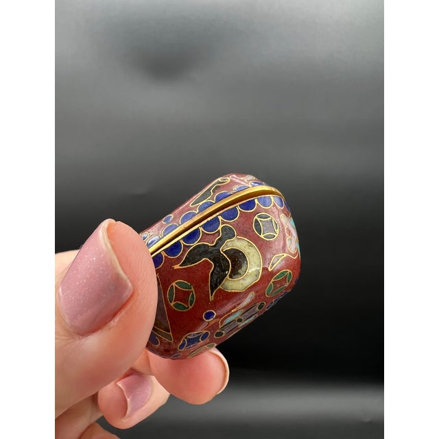 Mid 20th Century Chinese Cloisonné Yuanbao Wealth Ingot Trinket Boxes - Set of Three For Sale - Image 10 of 12