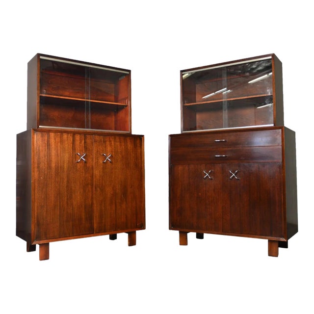 Pair of George Nelson Primavera Cabinets in Walnut For Sale
