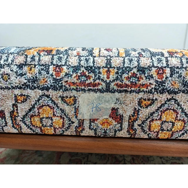 Handmade Wood Ottoman Coffee Table Upholstered in Rug Print Fabric For Sale - Image 9 of 11
