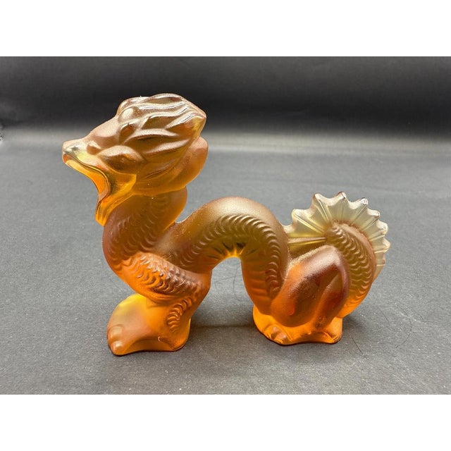 Chinese Dragon Sculpture in Amber and Frosted Glass by René Lalique for Lalique For Sale - Image 13 of 13