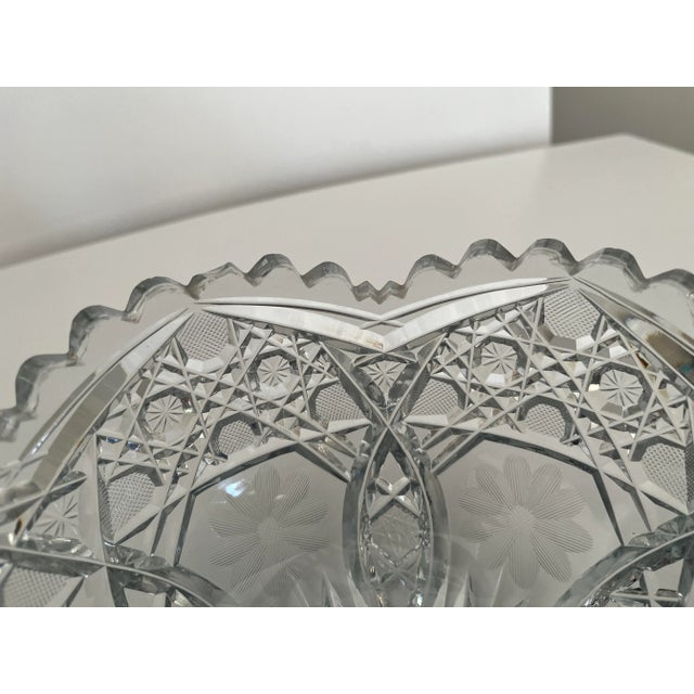 Antique American Brilliant Period Cut Glass Crystal Daisy & Harvard Fruit Bowl For Sale - Image 10 of 12