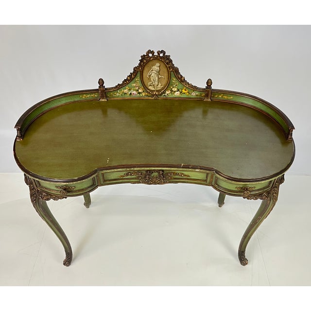 Vintage Italian Venetian Painted Kidney-Shaped Writing Desk or Vanity For Sale - Image 9 of 18