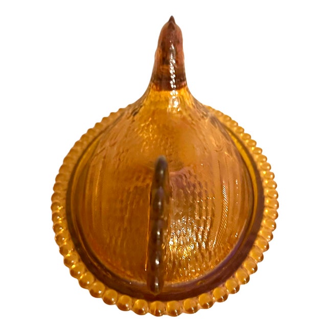 Vintage Indiana Glass Amber Gold Hen on a Nest Covered Dish For Sale In Birmingham - Image 6 of 10