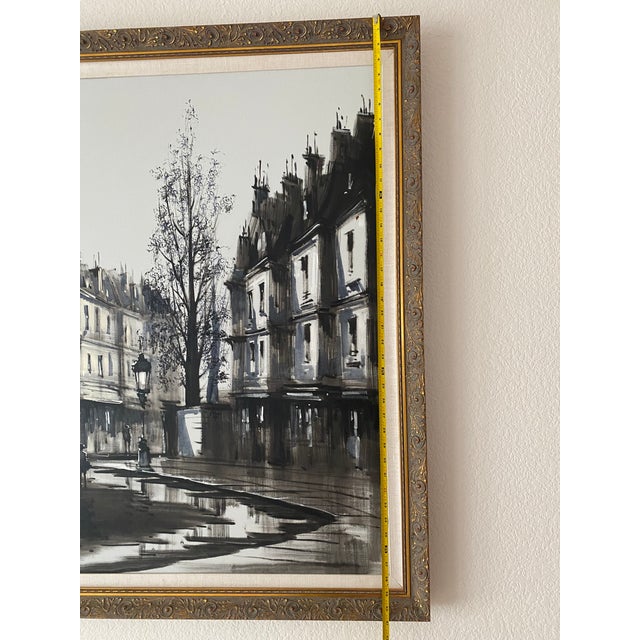 Black Gaston Pierre Original Oil on Canvas Paris Cityscape Painting Framed "Mint" Condition Mid 20th Century For Sale - Image 8 of 11