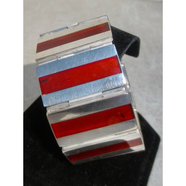 Russian Silver and Faux Tortoise Bracelet Circa 50s For Sale - Image 4 of 6