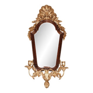Antique Neo-Classical Mirror Candle Sconce Etched Crown For Sale