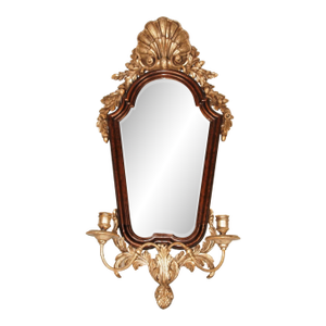 Antique Neo-Classical Mirror Candle Sconce Etched Crown