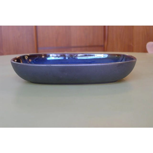 1970s Danish Blue Ceramic Model 3332 Bowl with Diamond Pattern by Einar Johansen for Søholm, 1960s For Sale - Image 5 of 8