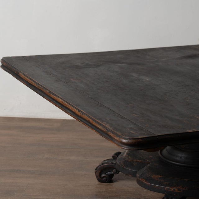 19th Century Black Painted Swedish Large Square Coffee Table For Sale - Image 11 of 17