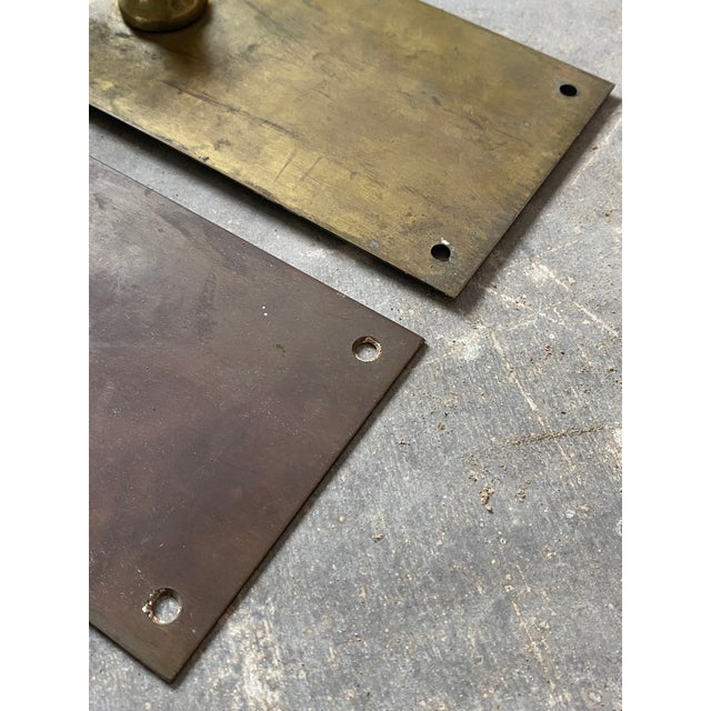 Primitive Unlacquered Brass Door Pulls, a Pair For Sale - Image 11 of 12