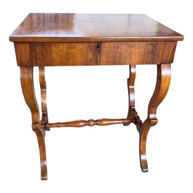 Carlo X Italian Walnut Side Table, 1820s For Sale