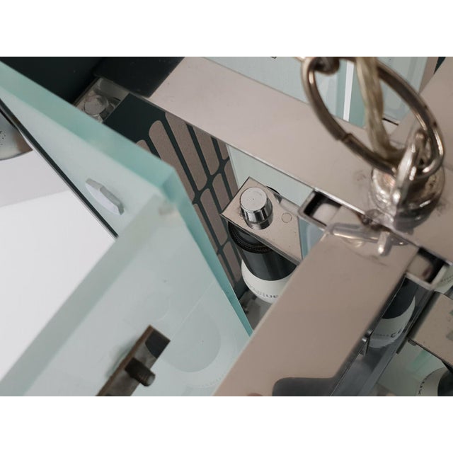 Vintage Italian Glass and Mirrored Glass Chandelier from Fontana Arte, 1970s For Sale - Image 11 of 13