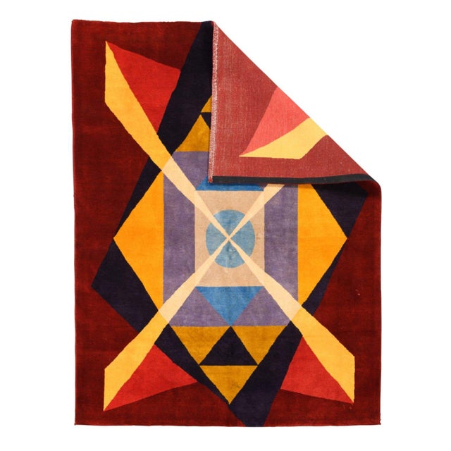 Inspired by Giacomo Balla - Handmade European Wool Rug, 235 × 165 cm (7'9" × 5'5") Inspired by the bold geometric language...