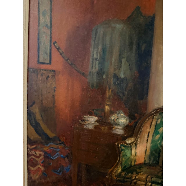 Interior Parisian Signed by Charles Martin Sauvaigo (1881-1970 Nice) Oil on Panel, 1940, France. For Sale In New York - Image 6 of 12