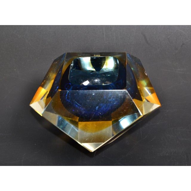 Multi Faceted Murano Glass Ashtray Attributed to F. Poli by