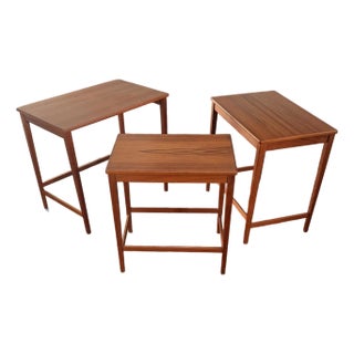 Set of Three Mid-Century Modern Teak Nesting Tables by Svante Skogh for Seffle, Sweden C. 1960s For Sale