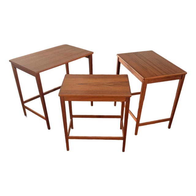 Set of Three Mid-Century Modern Teak Nesting Tables by Svante Skogh for Seffle, Sweden C. 1960s For Sale