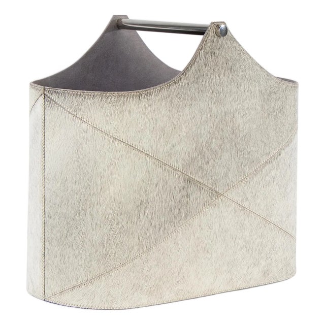 Regina Andrew Andres Hair on Hide Basket, Grey For Sale