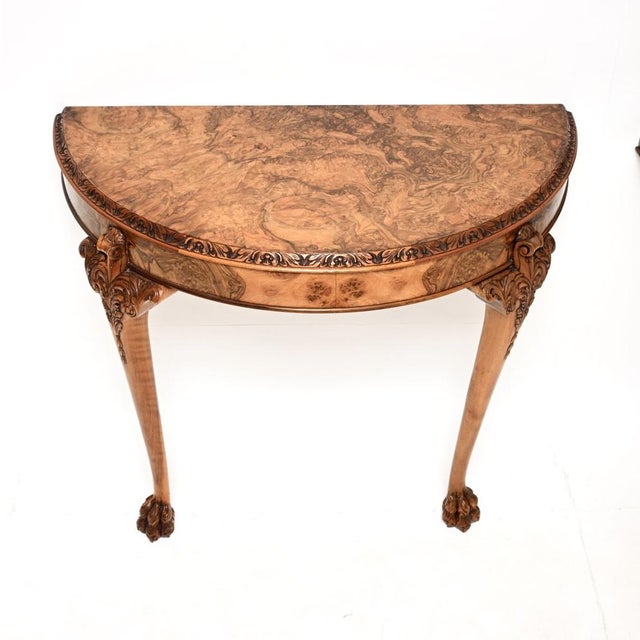Vintage Burr Walnut Console Tables, 1930s, Set of 2 For Sale - Image 4 of 11
