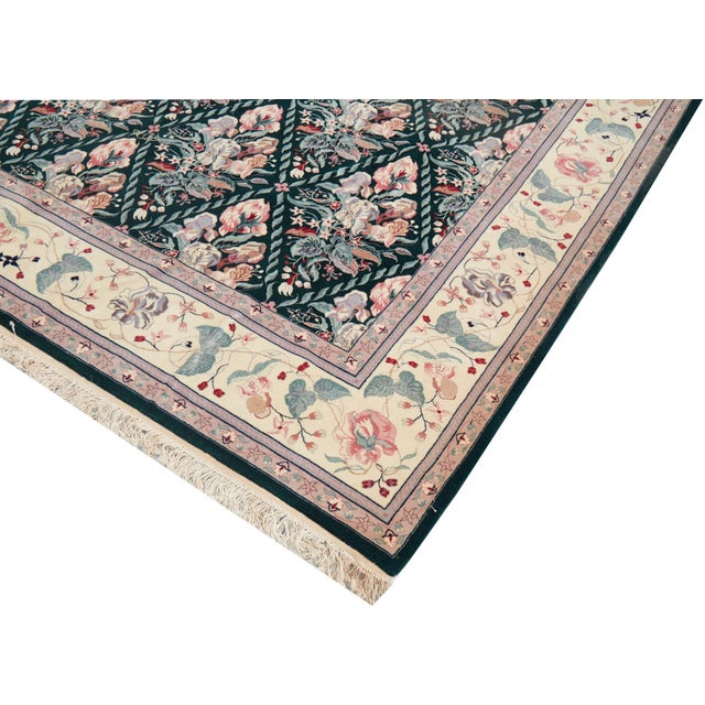 1970s A Fabulous Contemporary Decorative Green Ground Hand Knotted Chinese Area Rug For Sale - Image 5 of 5