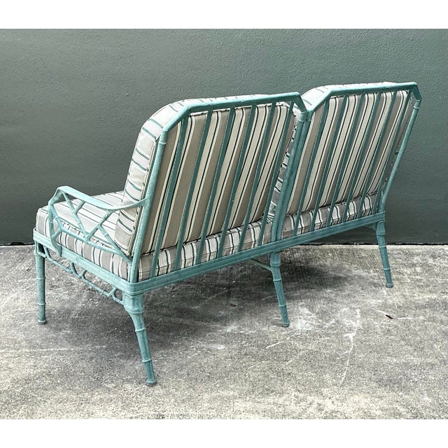 Metal Vintage Cast Aluminum “Calcutta” Love Seat After Brown Jordan For Sale - Image 7 of 12