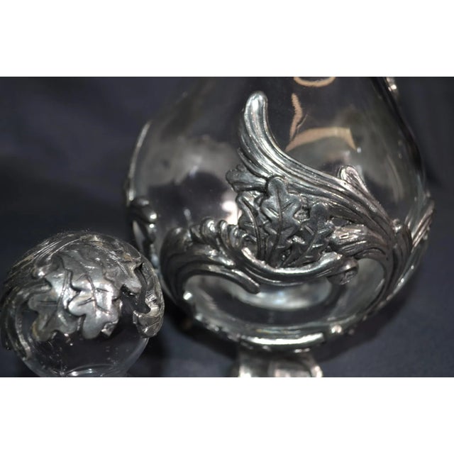 France, 1960s Glass Carafe, on Feet and Pewter Decoration With Its Cap For Sale - Image 12 of 12