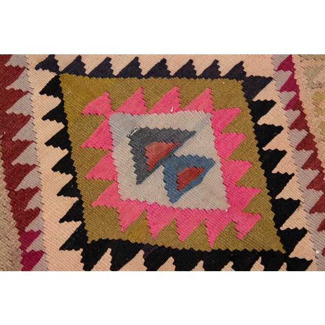 Textile 1960s Vintage Turkish Kilim Red Handmade Tribal Wool Rug For Sale - Image 7 of 8