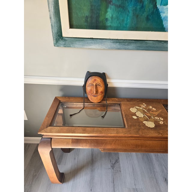 This is a traditional wooden hand-carved Korean theater mask, created in a revival period between the late 1970's and...