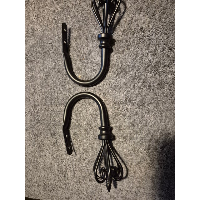 2000 - 2009 Pair Black Metal Drape Hold-Backs/Hooks For Sale - Image 5 of 7