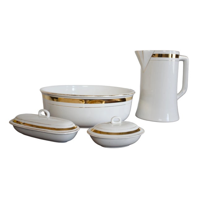 Belgian Toilet Set Nimy with Gilded Decor, Set of 4 For Sale