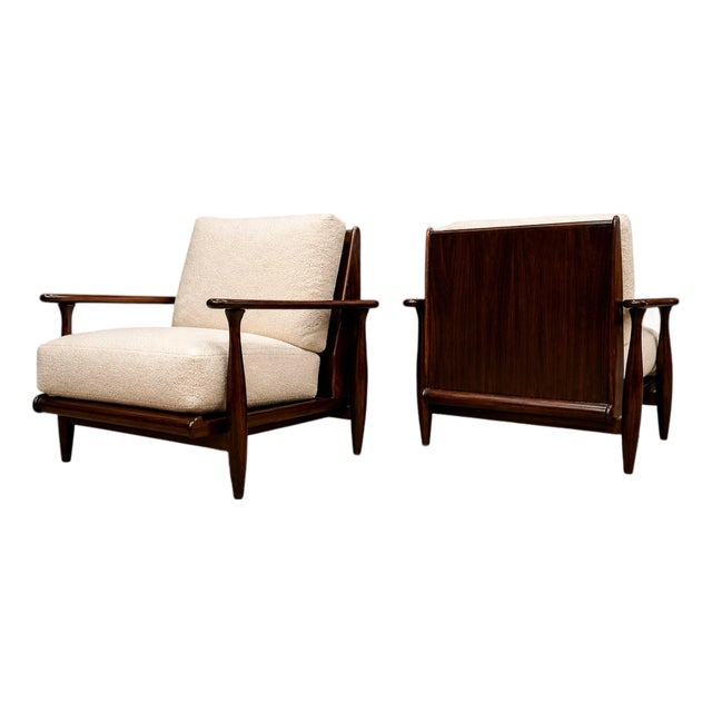 Pair of Armchairs in Brazilian Rosewood & Bouclé by Liceu de Artes, 1960s – Lot 218A For Sale