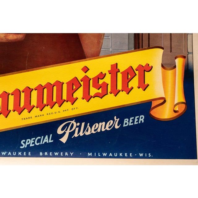 1930s 1930s Braumeister Special Pilsner Beer Advertising Poster For Sale - Image 5 of 7