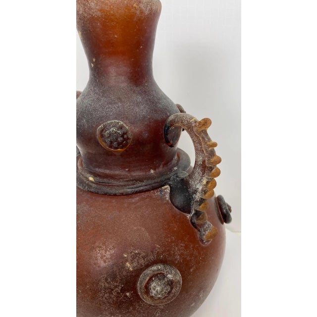 Early 20th Century Art Deco Murano Scavo Amphora With Handles and Prunts For Sale - Image 5 of 17