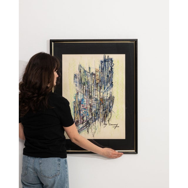 This mid 20th century painting from France is a painting, housed in a wood and glass frame. Its form follows honest, well-...