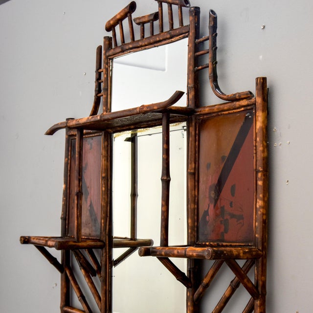 Brown Late 19th Century English Aesthetic Bamboo Framed Mirror For Sale - Image 8 of 10
