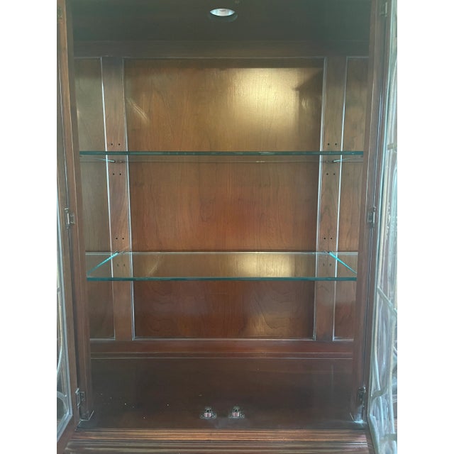 1998 Knob Creek Breakfront China Bookcase Lighted Curved Glass Doors For Sale - Image 9 of 10
