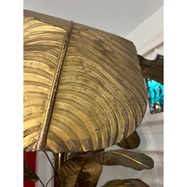 Brass 1970s Hollywood Regency Brass Banana Tree Sculpture Attributed to Maison Jansen For Sale - Image 8 of 12