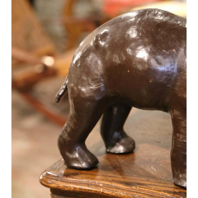 French Mid-Century French Patinated Leather Hippopotamus Sculpture For Sale - Image 3 of 10