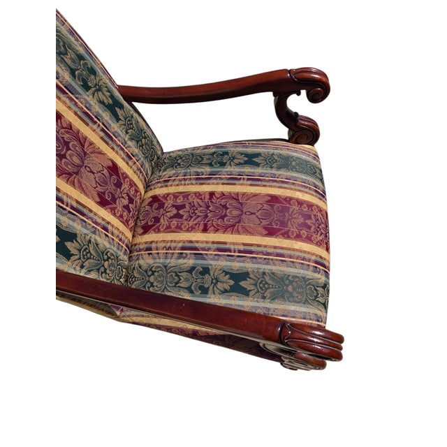 1990s Hickory Chair Co. Armchair Gainsborough Regency Bergere Lounge Louis XV Mahogany For Sale - Image 10 of 15