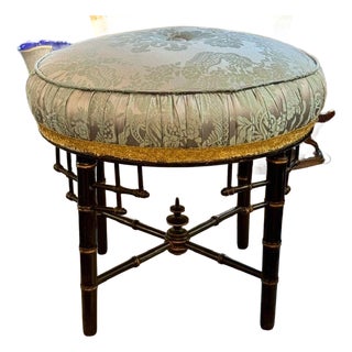 Late 19th C. English Regency Bamboo Form Stool For Sale