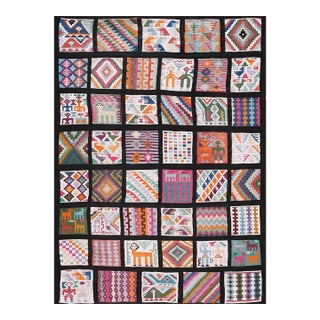1930s Geometric Folk Art Multicolor Antique Tunisian Gafsa Flatweave Rug For Sale