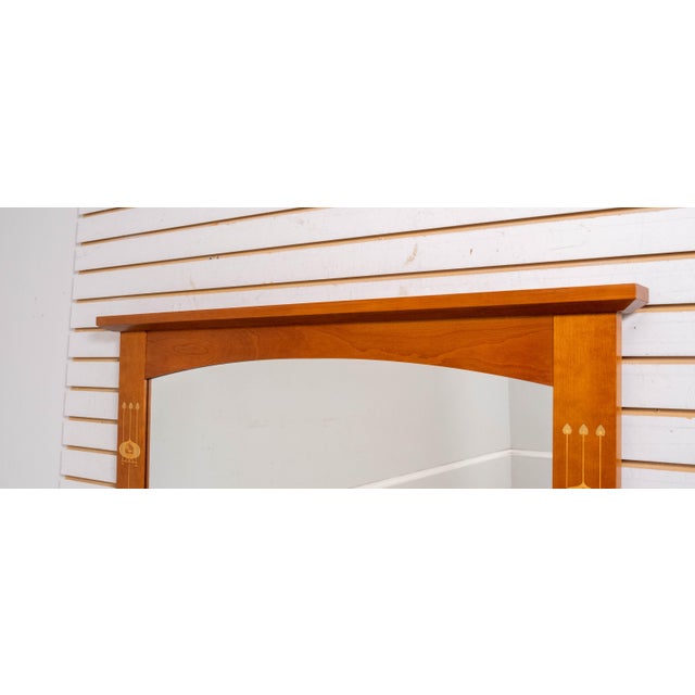 Mission Stickley Cherry Mission Style Harvey Ellis Inlaid Mirror For Sale - Image 3 of 10