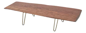 Wooden Coffee Table with Brass Legs