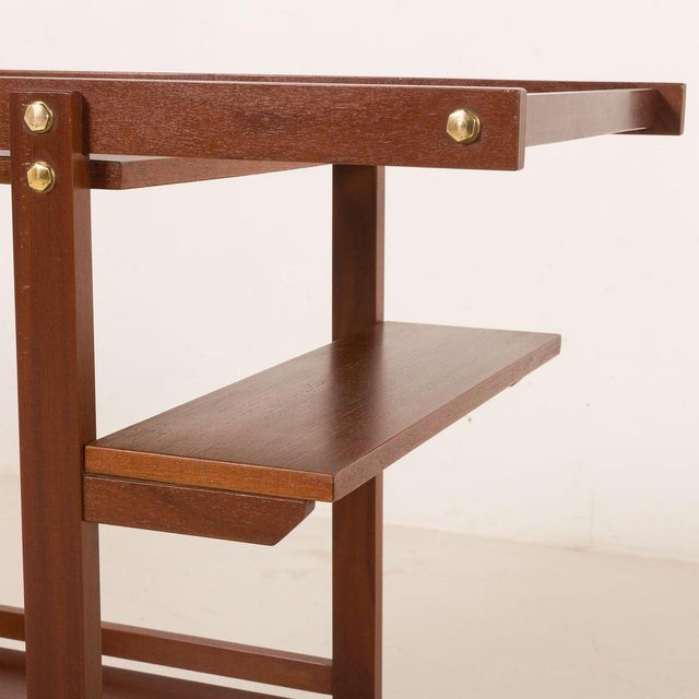 Vintage Brass and Teak Bar Cart, 1960s For Sale - Image 11 of 13
