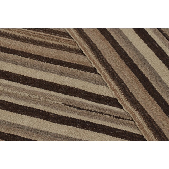 Beige Vintage Persian Bidjar Kilim, Monumental Stripe in Walnut and Taupe - Rug & Kilim For Sale - Image 8 of 8